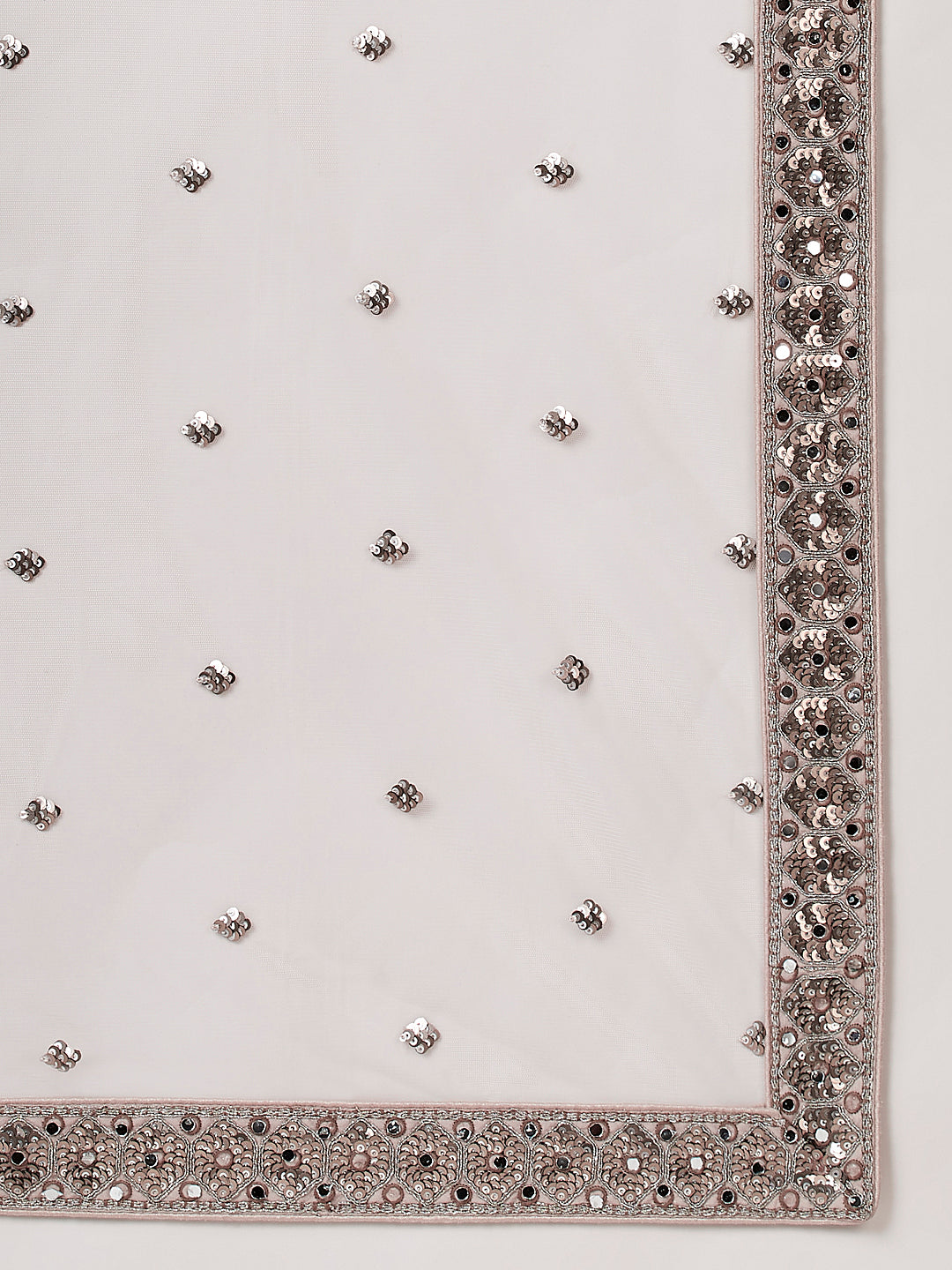 Beige - Net Mirror & Sequins Embroiderey Semi-Stitched Lehenga choli Clothsvilla