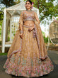 Load image into Gallery viewer, Beige Premium Tissue Fabric Semi-Stitched Lehenga Set with Sequins, Coding &amp; Thread Embroidery Work ClothsVilla