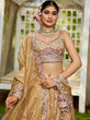 Load image into Gallery viewer, Beige Premium Tissue Fabric Semi-Stitched Lehenga Set with Sequins, Coding &amp; Thread Embroidery Work ClothsVilla