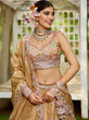 Load image into Gallery viewer, Beige Premium Tissue Fabric Semi-Stitched Lehenga Set with Sequins, Coding &amp; Thread Embroidery Work ClothsVilla
