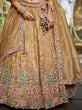Load image into Gallery viewer, Beige Premium Tissue Fabric Semi-Stitched Lehenga Set with Sequins, Coding &amp; Thread Embroidery Work ClothsVilla