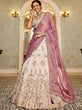 Load image into Gallery viewer, Beige Purple Viscos fabric Sequins work Semi-Stitched Lehenga choli &amp; Dupatta ClothsVilla