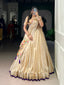 Beige Royal Gold Shimmer Paithani Zari Weaving Lehenga Choli Set with Tassel Dupatta – Stitched Ensemble with Canvas & Can-can Flair Clothsvilla
