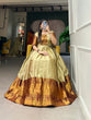 Load image into Gallery viewer, Beige Self-Design Aura Zari Weave Gown Dress ClothsVilla