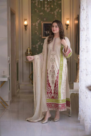 Beige Silk Embroidered Kurta Set ClothsVilla