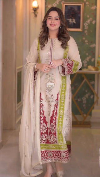 Beige Silk Embroidered Kurta Set ClothsVilla