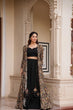 Load image into Gallery viewer, Black 3-Piece Designer Suit: Crop Top, Palazzo Pants &amp; Shrug ClothsVilla