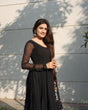 Load image into Gallery viewer, Black Backless Georgette Anarkali Suit with Embroidery Dupatta ClothsVilla
