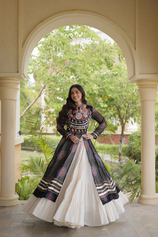 Black Bandhani Kurti with Lehenga ClothsVilla