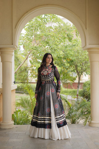 Black Bandhani Kurti with Lehenga ClothsVilla
