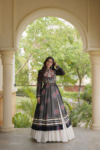 Black Bandhani Kurti with Lehenga ClothsVilla