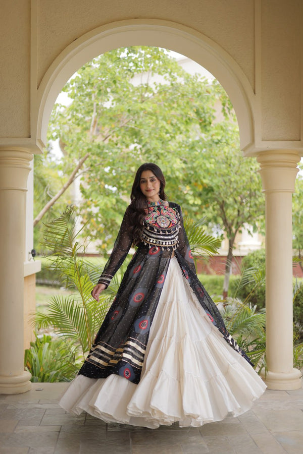 Black Bandhani Kurti with Lehenga ClothsVilla