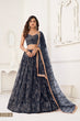 Load image into Gallery viewer, Black Butterfly Net Lehenga with Tone-to-Tone Thread Work and Mirror Embroidery ClothsVilla