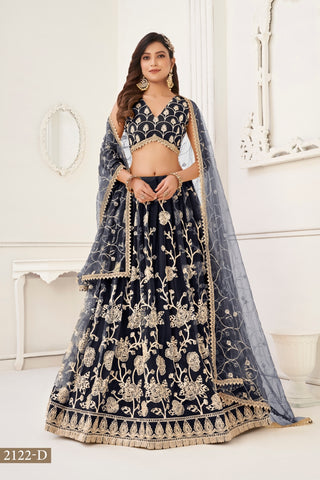Black Butterfly Net Lehenga with White Cotton Thread Work and Sequence Embroidery Clothsvilla