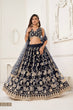 Load image into Gallery viewer, Black Butterfly Net Lehenga with White Cotton Thread Work and Sequence Embroidery Clothsvilla