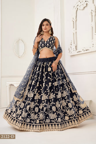 Black Butterfly Net Lehenga with White Cotton Thread Work and Sequence Embroidery Clothsvilla