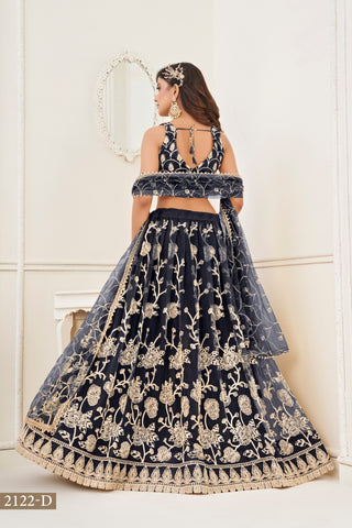 Black Butterfly Net Lehenga with White Cotton Thread Work and Sequence Embroidery Clothsvilla