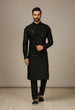 Load image into Gallery viewer, Black Chanderi Kurta Pant Set ClothsVilla