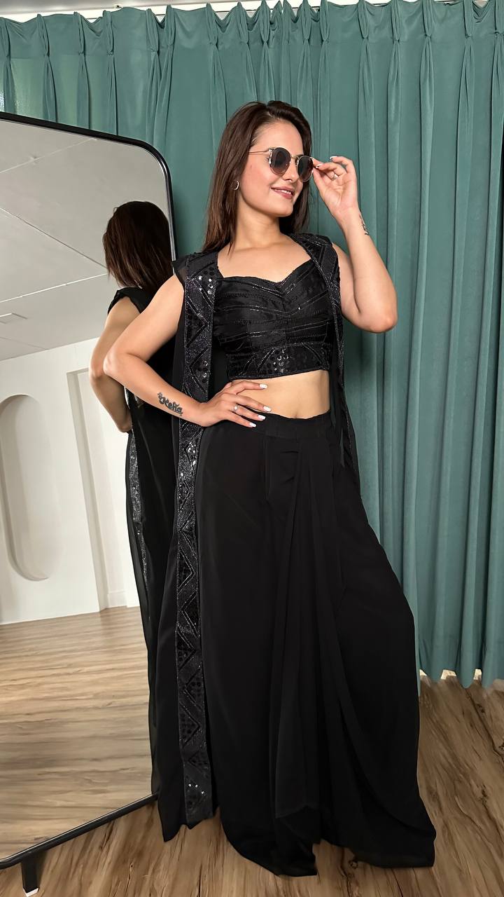 Black Chic & Trendy – Stylish Indo-Western Set ClothsVilla