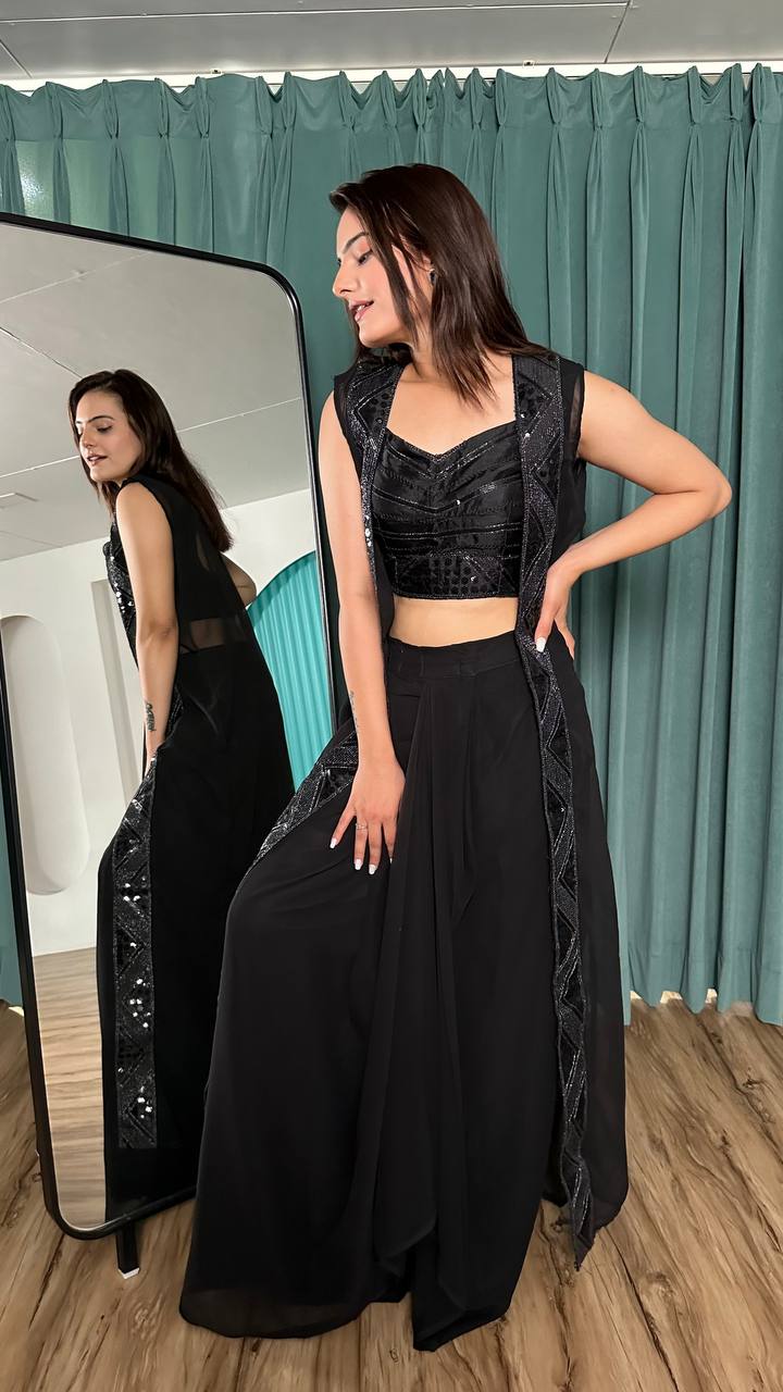 Black Chic & Trendy – Stylish Indo-Western Set ClothsVilla