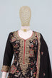 Load image into Gallery viewer, Black Chinon Embroidered Suit Set with Dupatta ClothsVilla