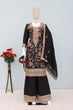 Load image into Gallery viewer, Black Chinon Embroidered Suit Set with Dupatta ClothsVilla