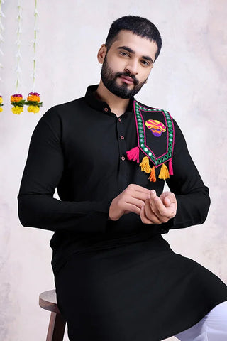Black Color Rayon Navratri Special Men's Wear Kurta Collection Clothsvilla