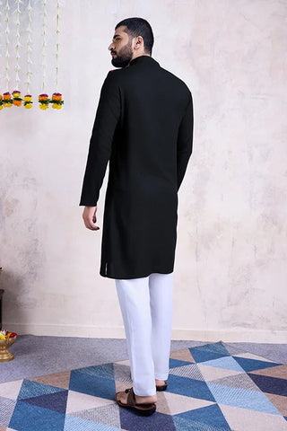 Black Color Rayon Navratri Special Men's Wear Kurta Collection Clothsvilla