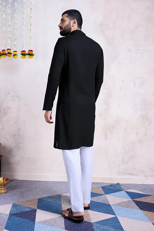 Black Color Rayon Navratri Special Men's Wear Kurta Collection Clothsvilla