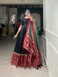 Load image into Gallery viewer, Black Color Tussar Silk Printed Gown with Dupatta - Contemporary Elegance ClothsVilla