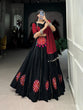 Load image into Gallery viewer, Black Cotton Lehenga Co-Ord Set with Mirror Work &amp; Cowrie Embellishments ClothsVilla