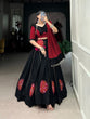 Load image into Gallery viewer, Black Cotton Lehenga Co-Ord Set with Mirror Work &amp; Cowrie Embellishments ClothsVilla