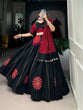Load image into Gallery viewer, Black Cotton Lehenga Co-Ord Set with Mirror Work &amp; Cowrie Embellishments ClothsVilla
