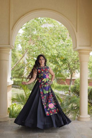 Black Cotton Lehenga with Gamthi Blouse ClothsVilla