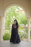 Black Cotton Multi-Thread Embroidered Gown ClothsVilla