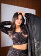 Load image into Gallery viewer, Black Dazzling Velvet Sequin Lehenga – Unstitch Blouse &amp; Net Dupatta ClothsVilla