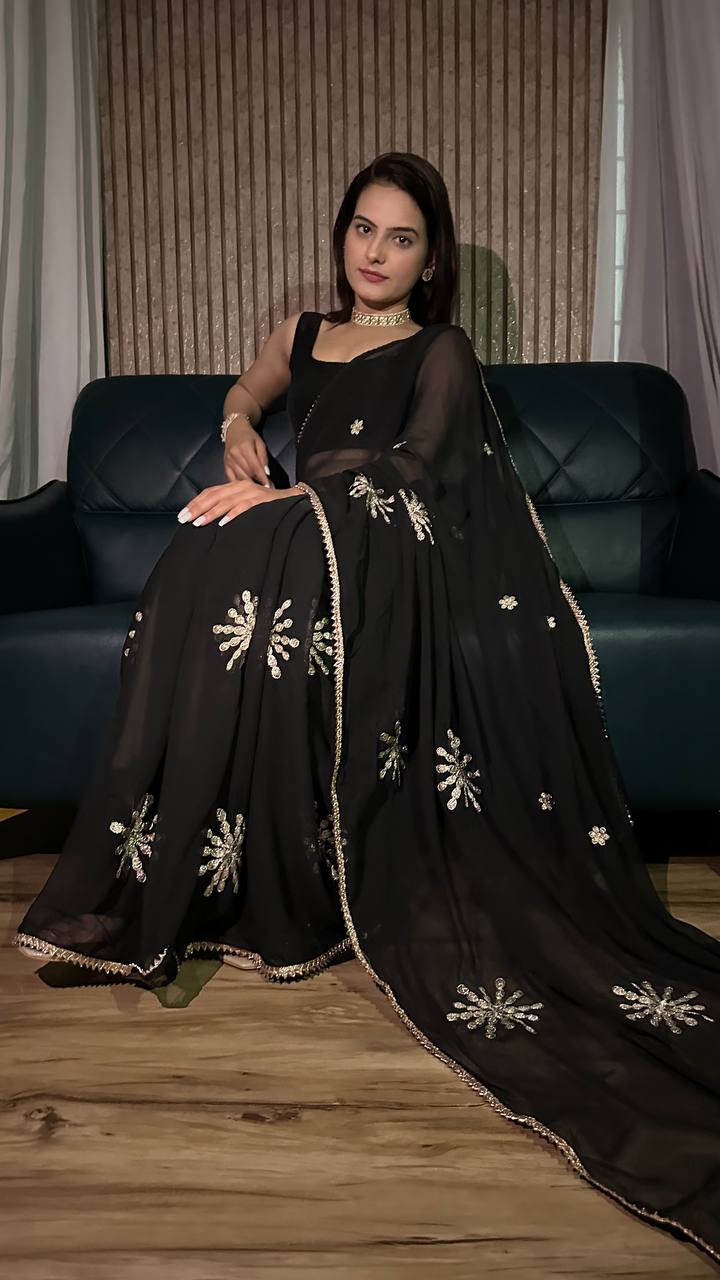 Black Desi Vibes Hot Georgette Saree Secondary image