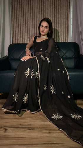 Black Desi Vibes Hot Georgette Saree – Bold and Beautiful ClothsVilla