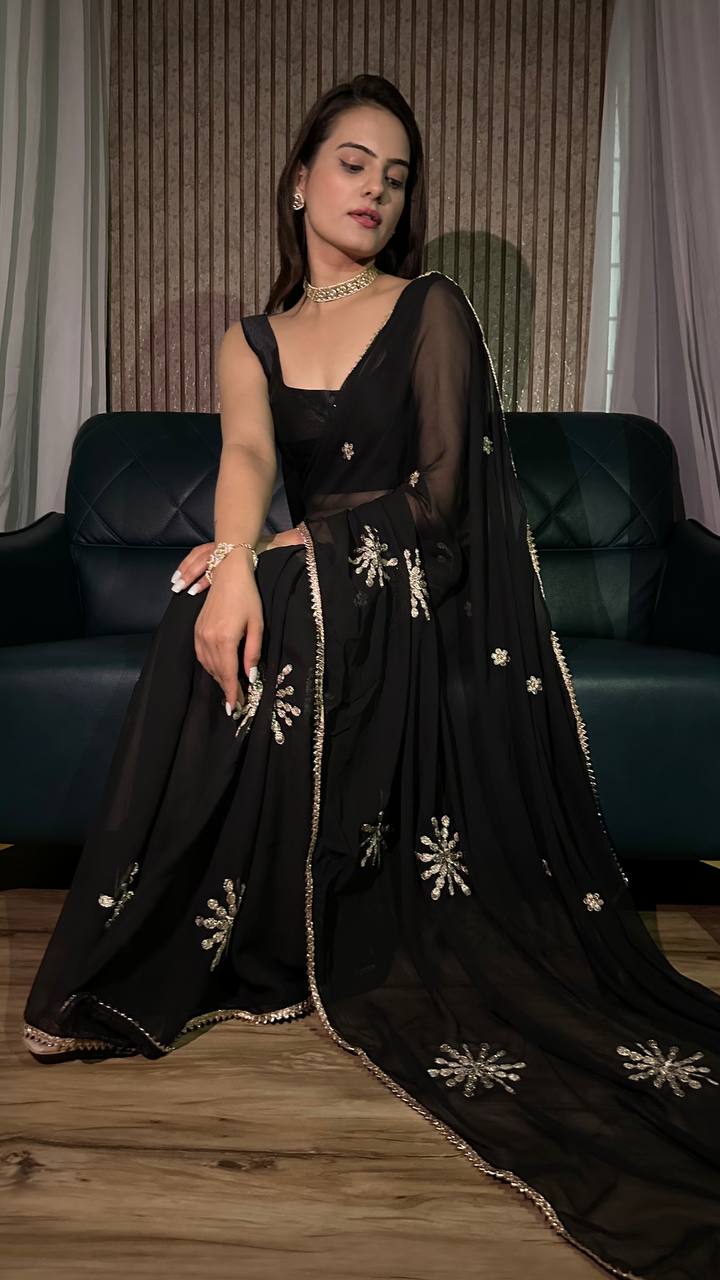 Black Desi Vibes Hot Georgette Saree – Bold and Beautiful ClothsVilla