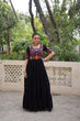 Load image into Gallery viewer, Black Designer 14kg Rayon Gathering Frill Gown with Kutchi Gamthi Embroidery ClothsVilla