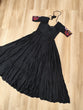 Load image into Gallery viewer, Black Designer 14kg Rayon Gathering Frill Gown with Kutchi Gamthi Embroidery ClothsVilla