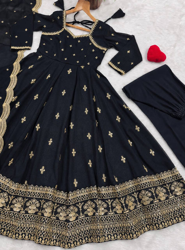 Black Designer Anarkali Suit Set ClothsVilla