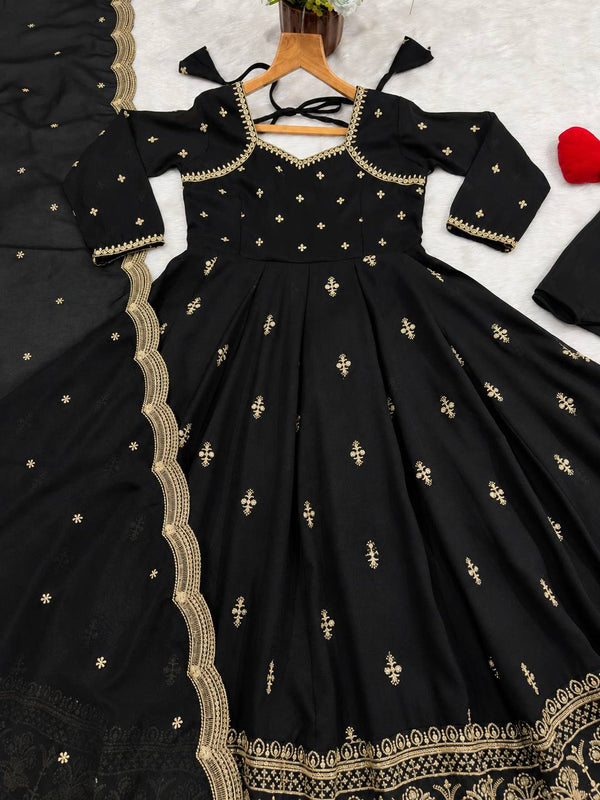 Black Designer Anarkali Suit Set ClothsVilla