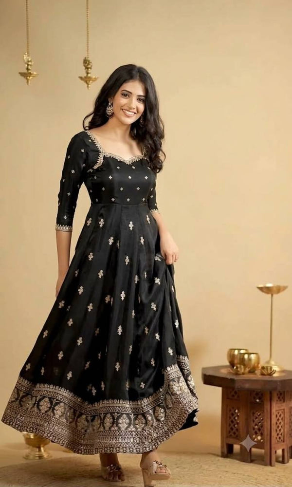 Black Designer Anarkali Suit Set ClothsVilla