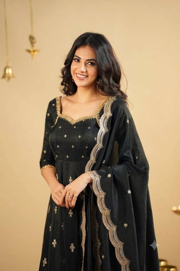 Black Designer Anarkali Suit Set ClothsVilla