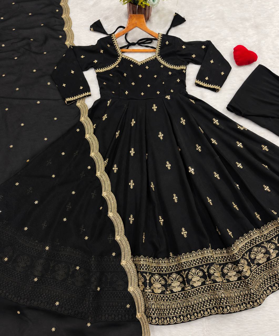 Black Designer Anarkali Suit Set ClothsVilla