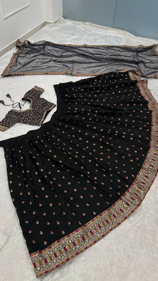 Black Designer Dori Work Lehenga Set Clothsvilla