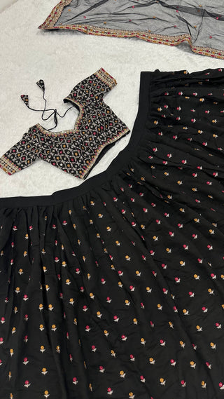 Black Designer Dori Work Lehenga Set Clothsvilla