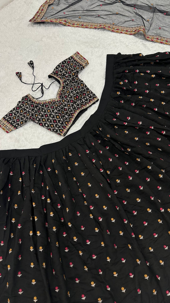 Black Designer Dori Work Lehenga Set Clothsvilla