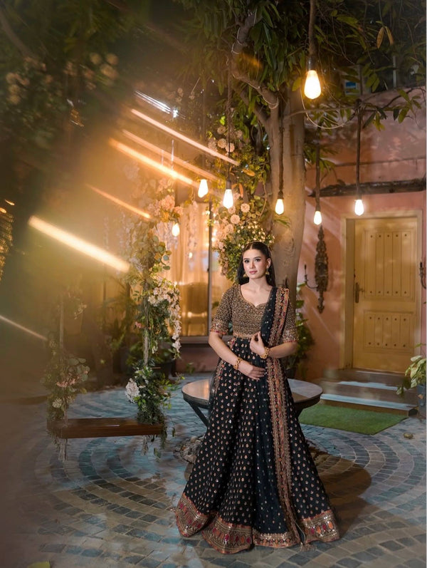 Black Designer Dori Work Lehenga Set Clothsvilla